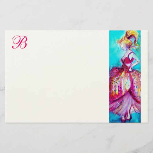 BEAUTY IN PINKDRESS MONOGRAM BRIEFPAPIER (Voorkant)