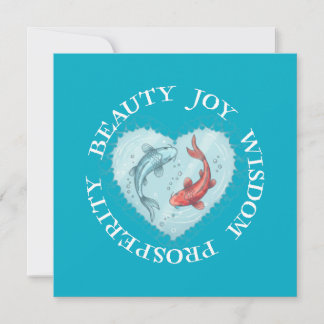 Beauty , Joy, Wisdom Prosperity Koi  Kaart