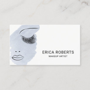Beauty Lashes Makeup Artist Light Blue Waterverf Visitekaartje