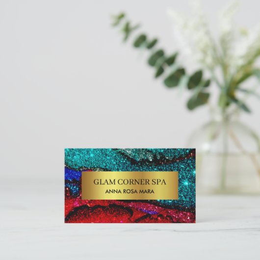 *~* Beauty Luxury Rainbow QR Glitter Glitz Glam Visitekaartje (Staand voorkant)