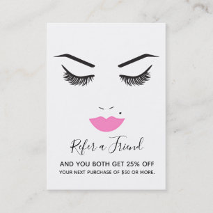 Beauty make-up gezicht wimpers roze lippen verwijz visitekaartje