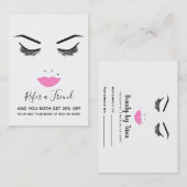 Beauty make-up gezicht wimpers roze lippen verwijz visitekaartje (Voorkant / Achterkant)
