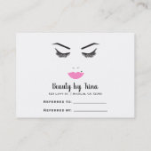 Beauty make-up gezicht wimpers roze lippen verwijz visitekaartje (Achterkant)