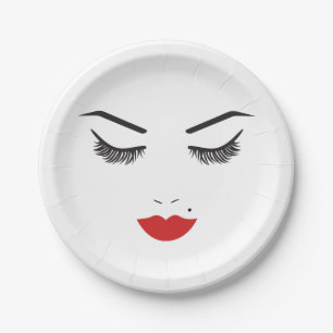 Beauty Makeup Face Lashes en Red Lips Salon Papieren Bordje