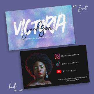 Beauty Makeup Influencer Faux Iridescent Custom Visitekaartje