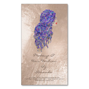 Beauty Mermaid Paars Adress Makeup Hair Stylist Magnetisch Visitekaartje