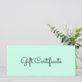 Beauty Mint Green Business Gift Certificate (Staand voorkant)