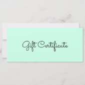 Beauty Mint Green Business Gift Certificate (Voorkant)