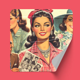  Beauty Mode Meisjes Vierkante Sticker