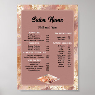Beauty Nail Salon Prijslijst menu Marmer Poster