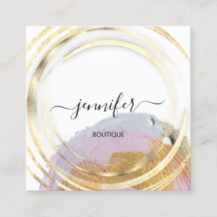 Beauty Organic Shop QR Code Logo Roze Gouden Verf Vierkante Visitekaartje