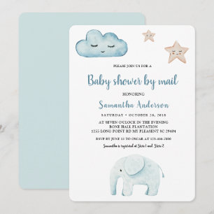 Beauty Pastel Blue Elephant Baby shower by Mail Kaart