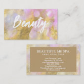 *~* BEAUTY Pink Script Gold Foil Carte de visite (Devant / Derrière)