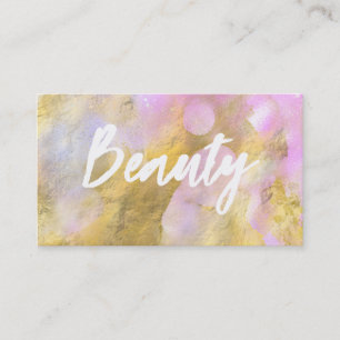 *~* BEAUTY Pink Script Gold Foil Carte de visite
