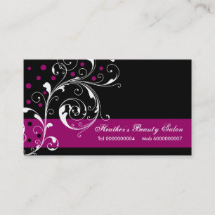 Beauty Salon bloemenrol blad zwart, paarse Visitekaartje