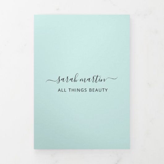 Beauty Salon Business Turquoise Trifold Brochure (Page de couverture)