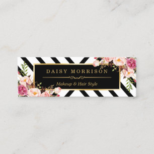 Beauty Salon Floral Gold Abstract Line Pattern Mini Visitekaartje