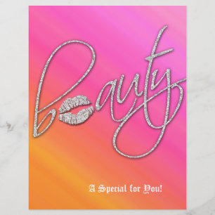 Beauty Salon Flyer Hair Pink Oranje Silver Lips