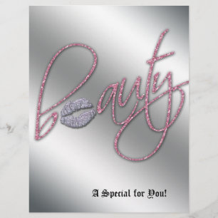 Beauty Salon Flyer Hair Pink Silver Lips