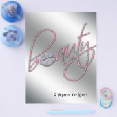 Beauty Salon Flyer Hair Pink Silver Lips (Enkel)