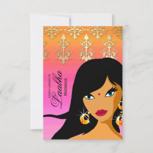 Beauty Salon Gift Card Invite Gold Pink Bindi 2 Kaart