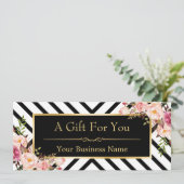Beauty Salon Gift Certificate Gold Floral Stripes (Staand voorkant)