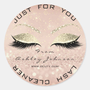 Beauty Salon Glitter Skinny Gold Lash Cleaner Ronde Sticker