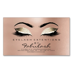 Beauty Salon Gold Glitter Adress Makeup Lashes Visitekaartje Magneet