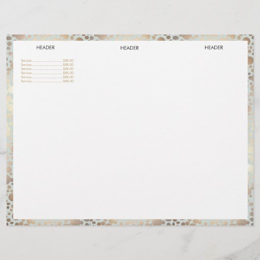 Beauty Salon Gold Light Blue Circle Menu Brochure (Dos)