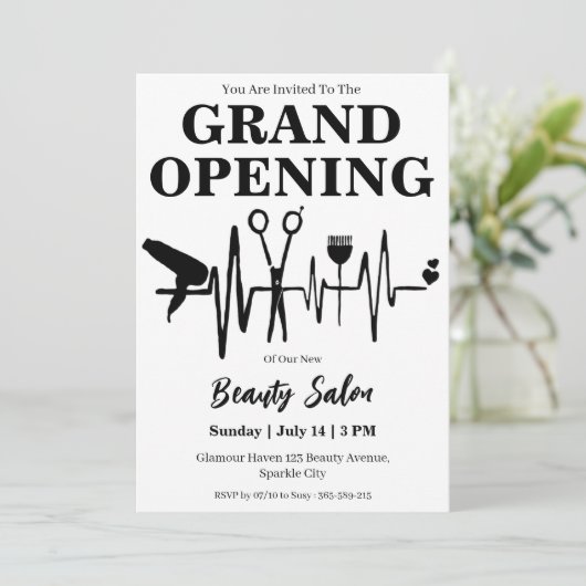 Beauty Salon Grand Opening Uitnodigingskaart Kaart (Staand voorkant)