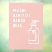 Beauty Salon Minimalist Roze Sanitize Hands hier Raamsticker (Vel 3)