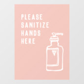 Beauty Salon Minimalist Roze Sanitize Hands hier Raamsticker (Vel)