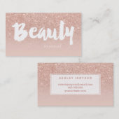 Beauty salon moderne typografie blauw roos goud visitekaartje (Voorkant / Achterkant)