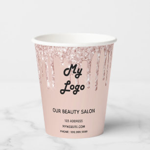 Beauty salon roos Gold glitter business logo Papieren Bekers