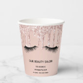 Beauty salon roos goudglitter zweeft handel papieren bekers (Voorkant)