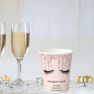 Beauty salon roos goudglitter zweeft handel papieren bekers
