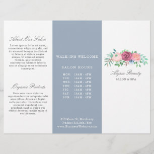 Beauty Salon Trifold Brochure Elegant Floral