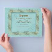 Beauty School Diploma Blue Gold Lace Lijst Flyer (Hand)