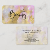*~* BEAUTY Script Gold Foil Carte de visite rose (Devant / Derrière)