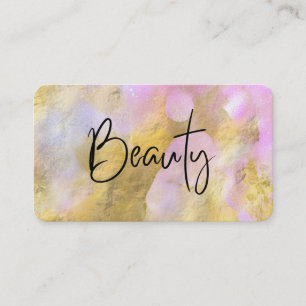 *~* BEAUTY Script Gold Foil Pink Visitekaartje