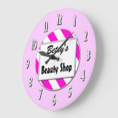 Beauty Shop Pink White Custom Retro Clock Grote Klok (Hoek)