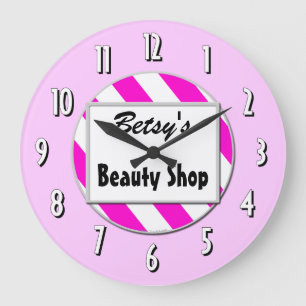 Beauty Shop Pink White Custom Retro Clock Grote Klok