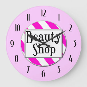 Beauty Shop Pink White Retro Wall klok