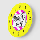 Beauty Shop Roze Wit Geel Retro Wandklok Grote Klok (Hoek)