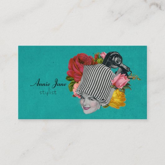 Beauty Shop Shabby Rozen Stylist Card Visitekaartje (Voorkant)