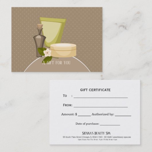 Beauty spa - Een cadeau voor je Kortingskaartje (Voorkant / Achterkant)