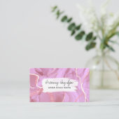 *~* Beauty Spa QR Gold Glitter Marble Pink Visitekaartje (Staand voorkant)