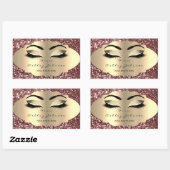 Beauty Spark Glitter Roos Gold Lash Eyes Square Rechthoekige Sticker (Vel)