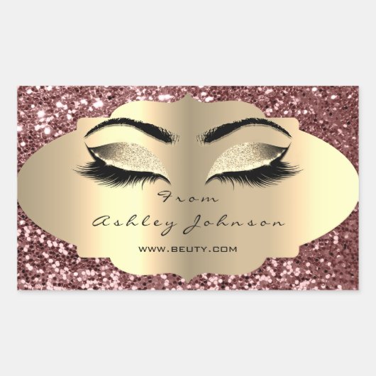 Beauty Spark Glitter Roos Gold Lash Eyes Square Rechthoekige Sticker (Voorkant)
