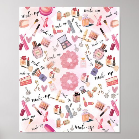 "Beauty Station" Make-up Illustratie Wandkunst Poster (Voorkant)
